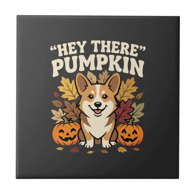 Corgi Halloween Hej Där Pumpa Design Kakelplatta (Framsidan)