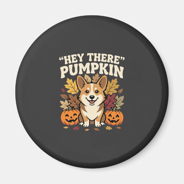 Corgi Halloween Hej där Pumpa Design Magnet (Framsidan)