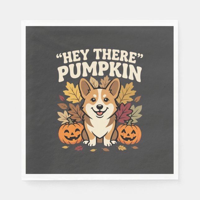 Corgi Halloween Hej Där Pumpa Design Pappersservett (Framsidan)