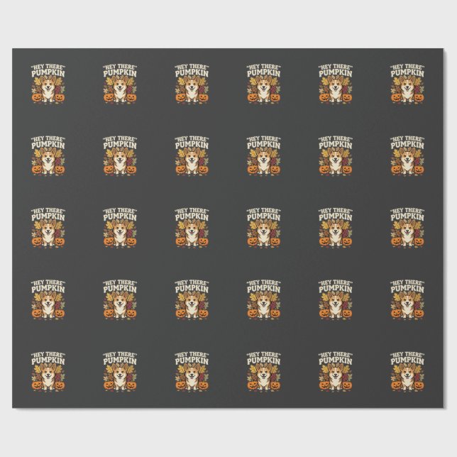 Corgi Halloween Hej Där Pumpa Design Presentpapper (Platt)