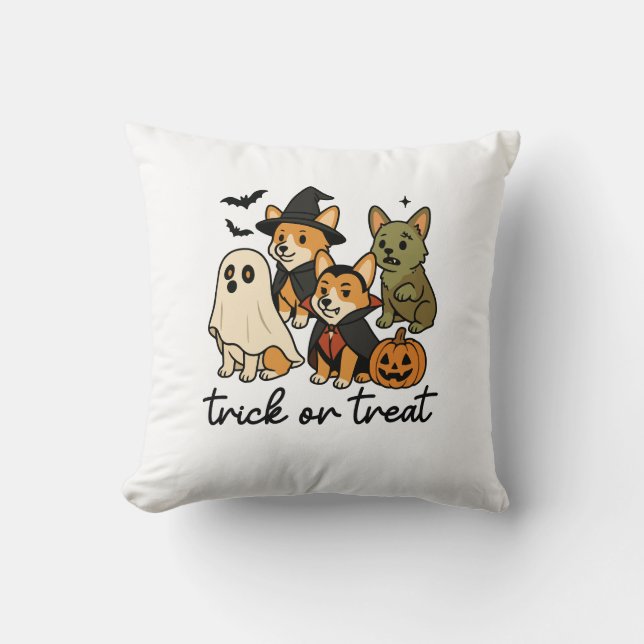 corgi halloween kostym  kudde (Framsida)