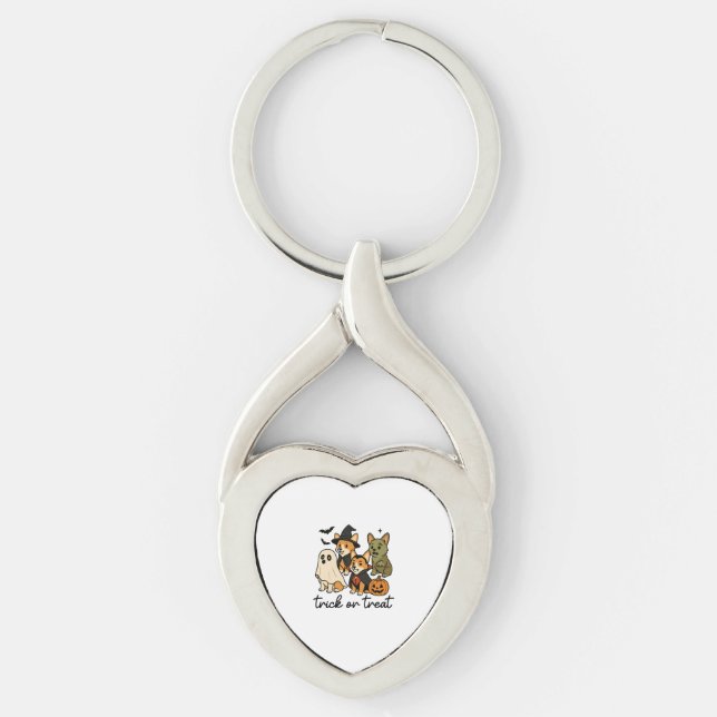 corgi halloween kostym  twisted heart silverfärgad nyckelring (Framsidan)