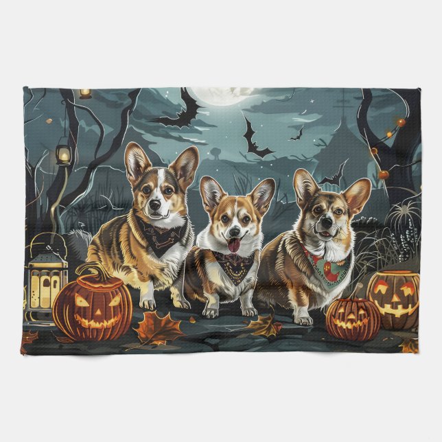 Corgi Halloween Kuslig Kökshandduk (Horisontell)