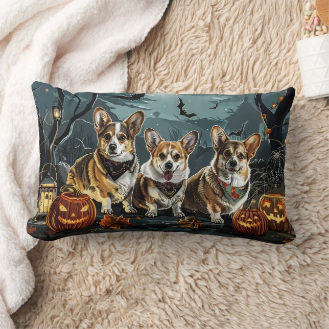 Corgi Halloween Spooky Lumbarkudde (Filt)