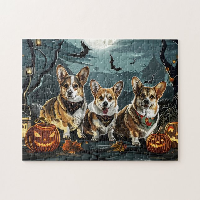 Corgi Halloween Spooky Pussel (Horisontell)