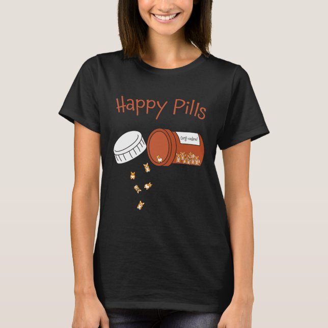 Corgi Happy Pills T Shirt (Framsida)