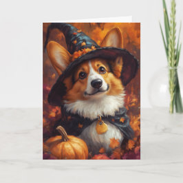 Corgi Häxa Halloween Helgkort