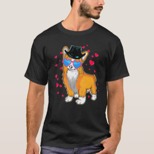 Corgi Heart Sunglasses Valentines day Hund T Shirt