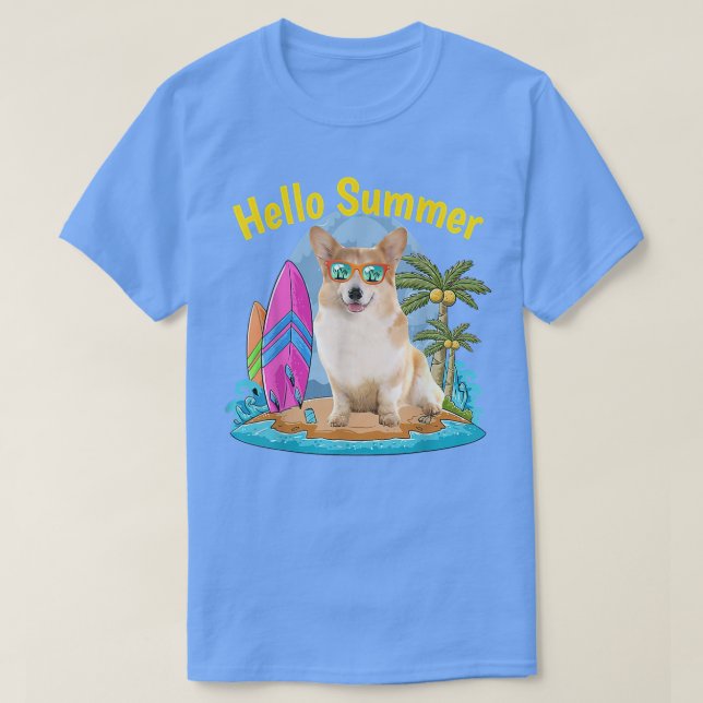 Corgi Hej Summer Hund älskare Vacation 2022 T Shirt (Design framsida)