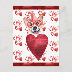 Corgi-hjärta - Hundälskares Valentinespresent Helg Vykort