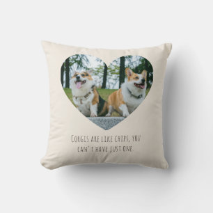 Corgi Hjärtat Fotomall Varm Taupe Humor Present Kudde