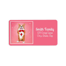 Corgi Holding A Heart Adressetikett