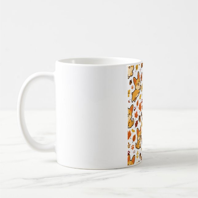 Corgi Höstlöv Fall Mönster Kaffemugg (Vänster)