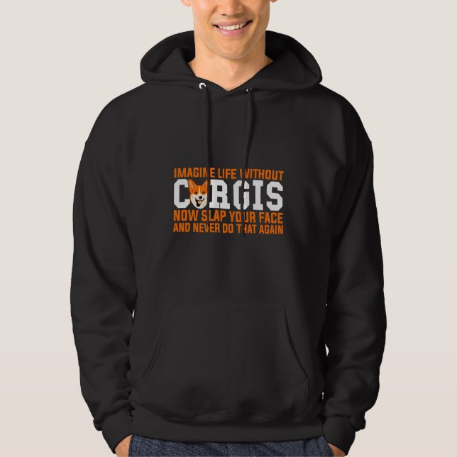 Corgi Hund 1042 Hoodie (Framsida)