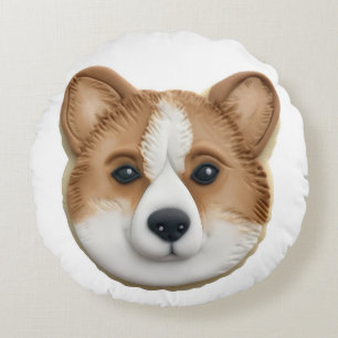 Corgi Hund 3D Inspired Rund Kudde