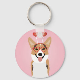 Corgi Hund Alla Hjärtans Dag Nyckelring