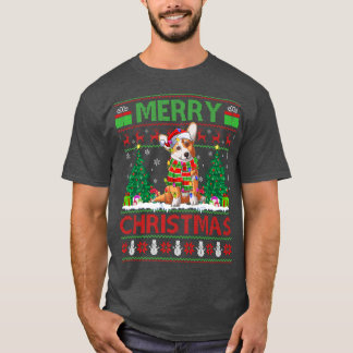 Corgi Hund älskare Julafton Lighting Santa Ugly Co T Shirt