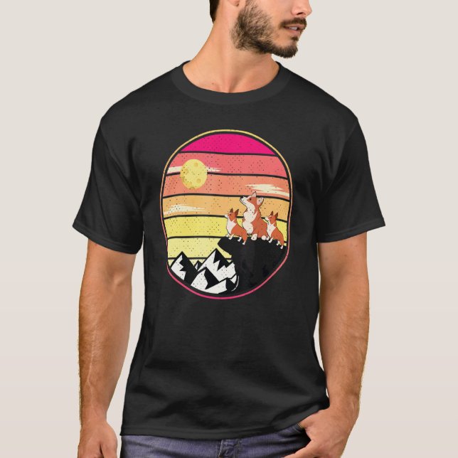 Corgi Hund Älskare Tee Rolig Tre Corgi Mån Varg Pa (Framsida)