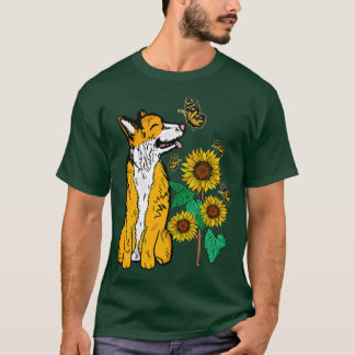 Corgi Hund älskare Women Solros Cute Hund Corgi  T Shirt