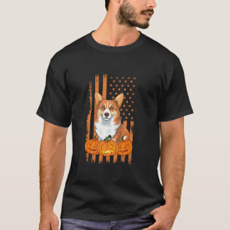 Corgi Hund American Flagga Patriotic Halloween Cos T Shirt