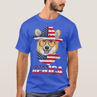 Corgi Hund American Flagga Sunglasses Patriotic 4t T Shirt