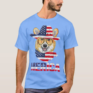 Corgi Hund American Flagga Sunglasses Patriotic 4t T Shirt