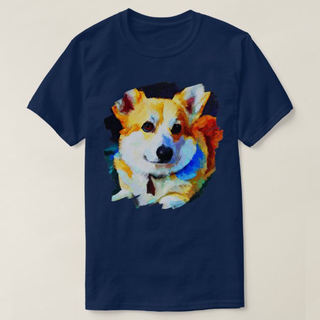 Corgi Hund Art Färg Painting Hundar Artistic Corgi T Shirt (Design framsida)