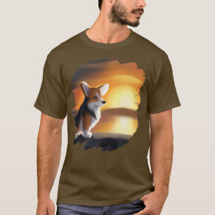 Corgi Hund Art Sunset Vintage Retro Corgis Hundar- T Shirt