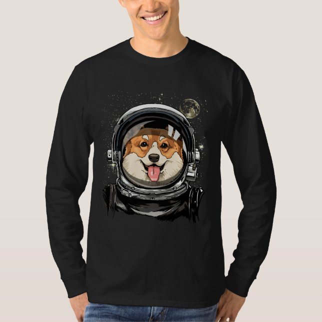 Corgi Hund Astronaut Space Exploration Astronomy T Shirt (Framsida)
