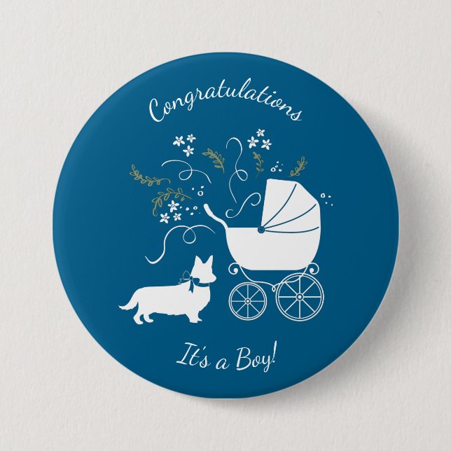 Corgi Hund Baby Shower Puppy Knapp (Framsida)