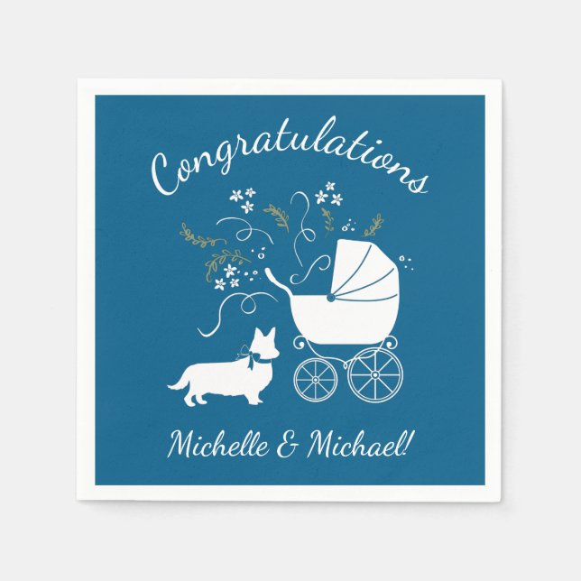 Corgi Hund Baby Shower Puppy Pappersservett (Framsidan)