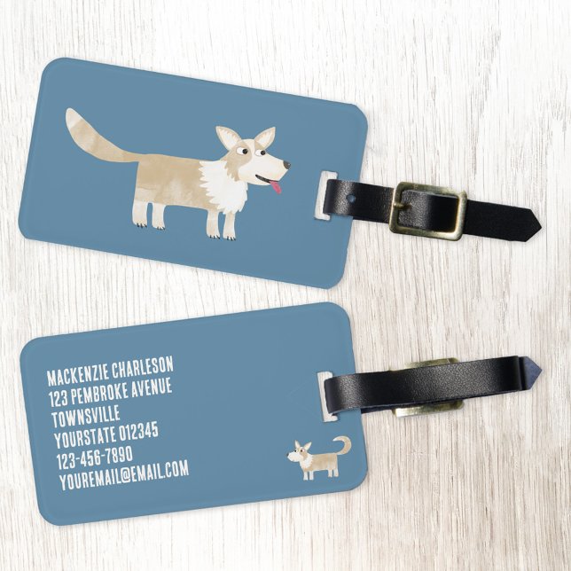 Corgi Hund Bagagebricka (Corgi dog personalized luggage tag)