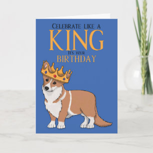 Corgi Hund Birthday Card Kung Corgi Kort