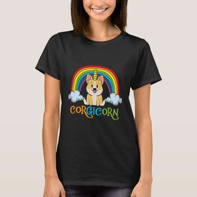 Corgi Hund Birthday Corgicorn T Shirt (Framsida)