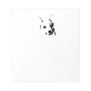 Corgi Hund Black and White Bläck Sketch Anteckningsblock