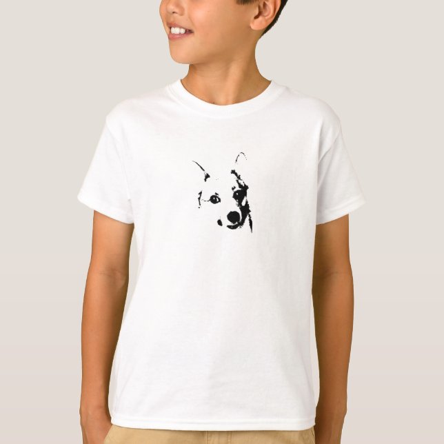 Corgi Hund Black and White Bläck Sketch Tee (Framsida)