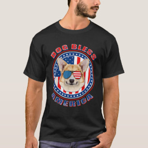 Corgi Hund Bless America Flagga USA Patriotic 4th T Shirt