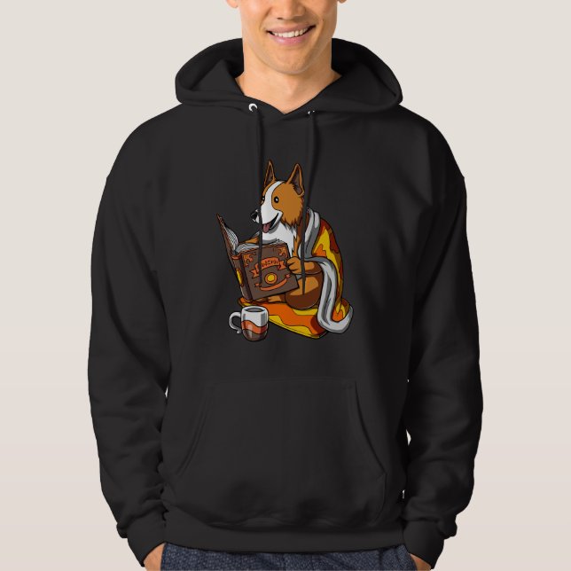 Corgi Hund Bok Hoodie (Framsida)