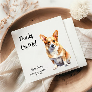 Corgi Hund Bröllop Pappersservett