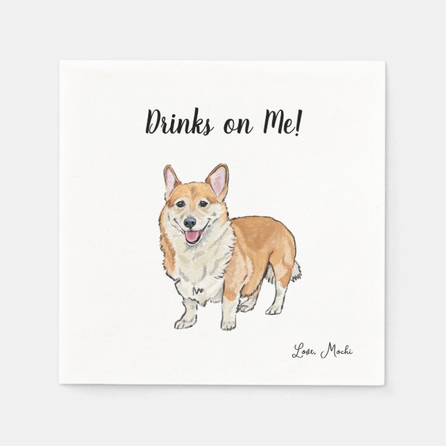 Corgi Hund Cocktail Napkins Pappersservett (Framsidan)