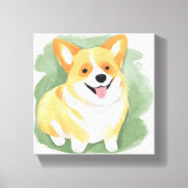 Corgi Hund | Cute Hund aveln Watercolor Canvastryck