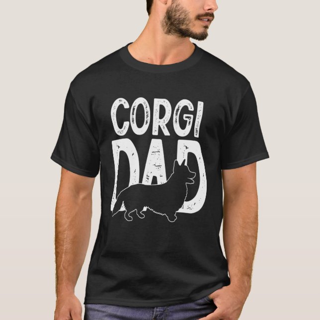 Corgi Hund Cute Puppy pappa far T Shirt (Framsida)