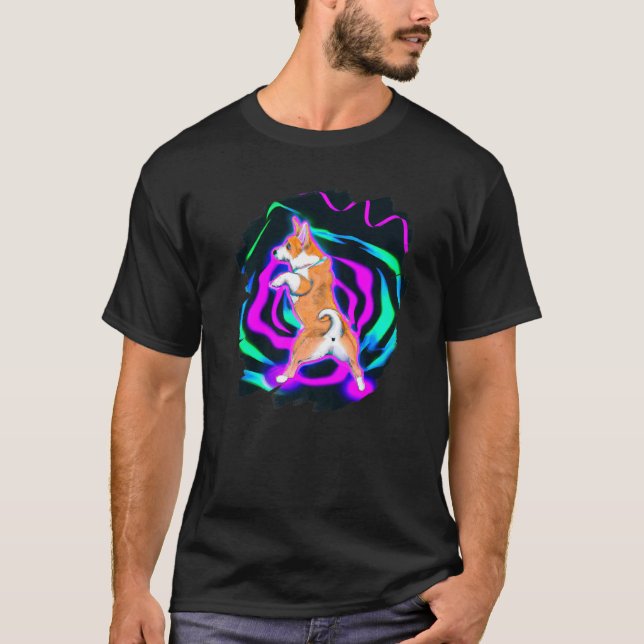 Corgi Hund Dancing Retro Breakdance Dancer T Shirt (Framsida)