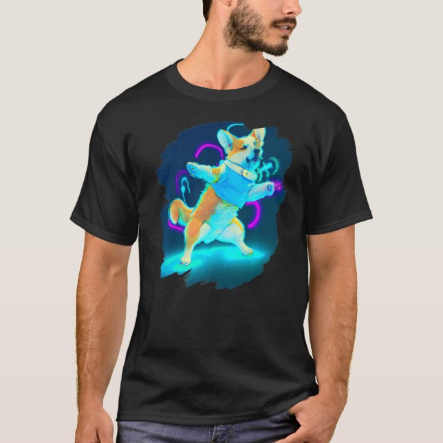 Corgi Hund Dancing Retro Breakdance Dancer T Shirt (Framsida)