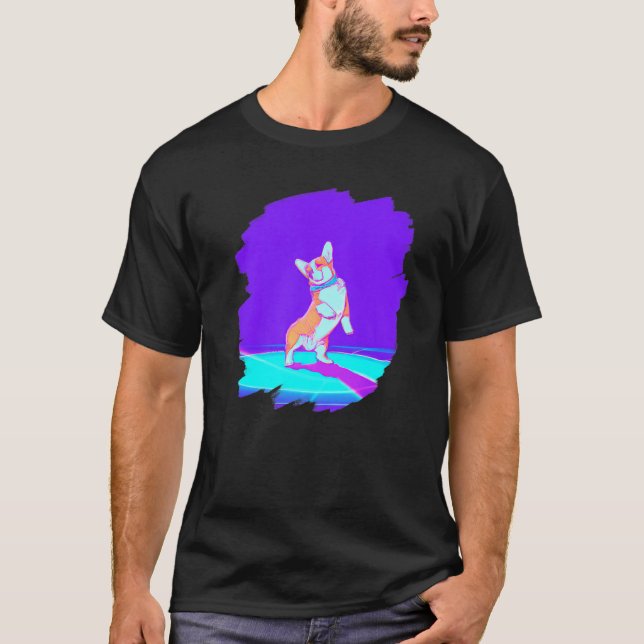 Corgi Hund Dansar Retro Breakdancing Dans Danse  T Shirt (Framsida)