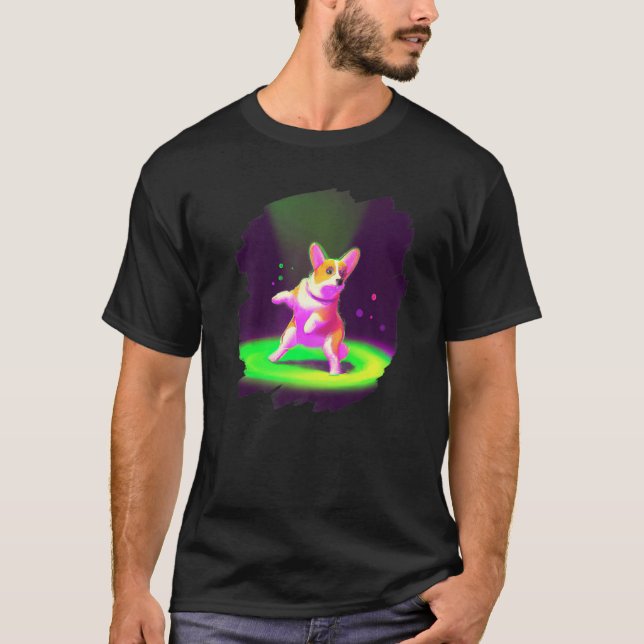 Corgi Hund Dansar Retro Breakdancing Dans Danseur T Shirt (Framsida)