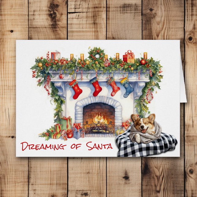 Corgi Hund Dreams of Santa Hälsningskort (Skapare uppladdad)