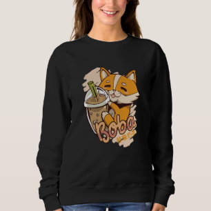 Corgi Hund Dricker Boba Te Japansk Kawaii Söt F T Shirt