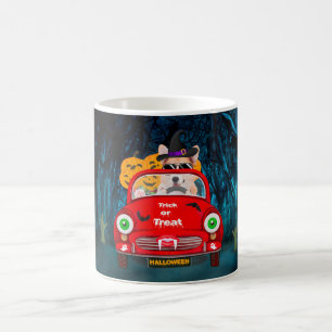 Corgi Hund Driving Car Scary Halloween Kaffemugg