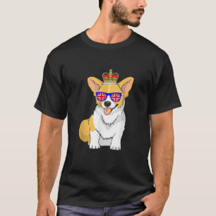 Corgi Hund Drottning Elizabeth II Solglasögon Brit T Shirt
